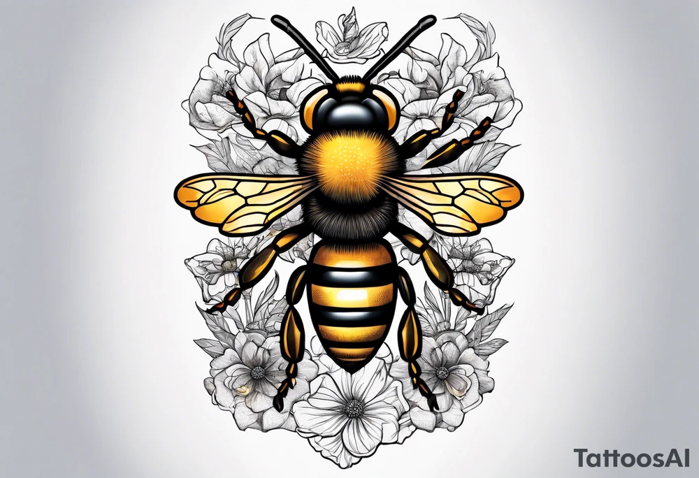 Forearm cut open to reveal tendons inside with bees crawling throughout tattoo idea