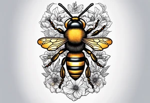 Forearm cut open to reveal tendons inside with bees crawling throughout tattoo idea