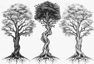 Two trees growing together forearm tattoo idea