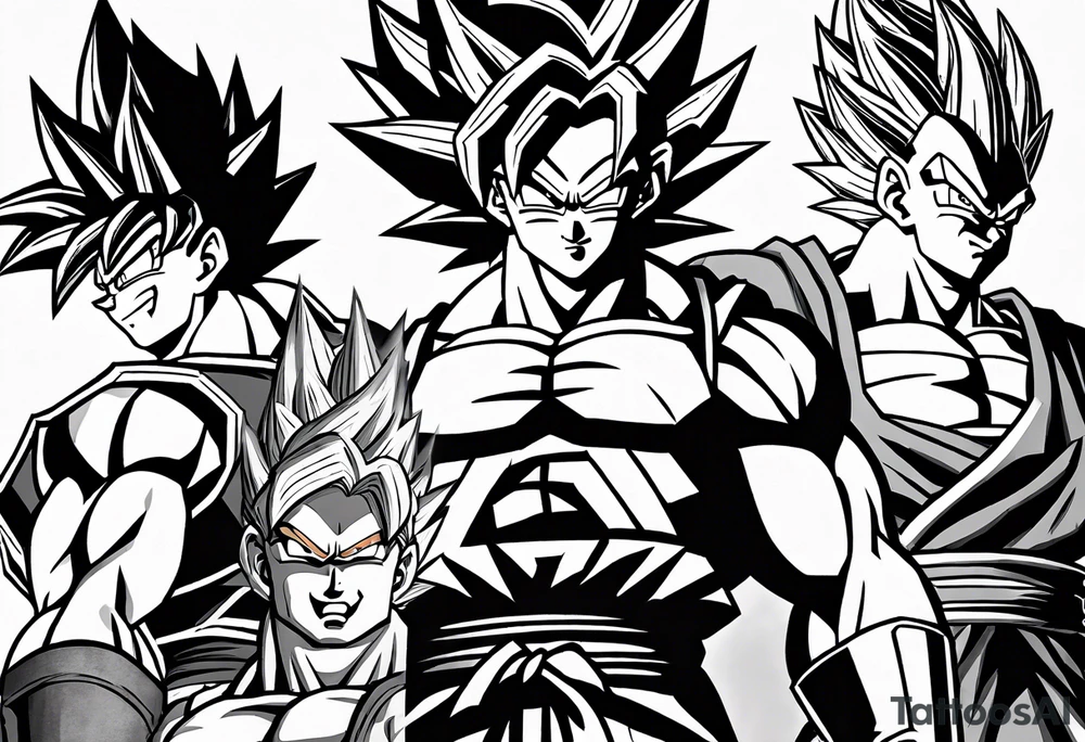 Back tattoo, Dragon ball z, dragon ball, goku, vegeta, gogeta, frieza, cell, gohan, trunks, buu tattoo idea