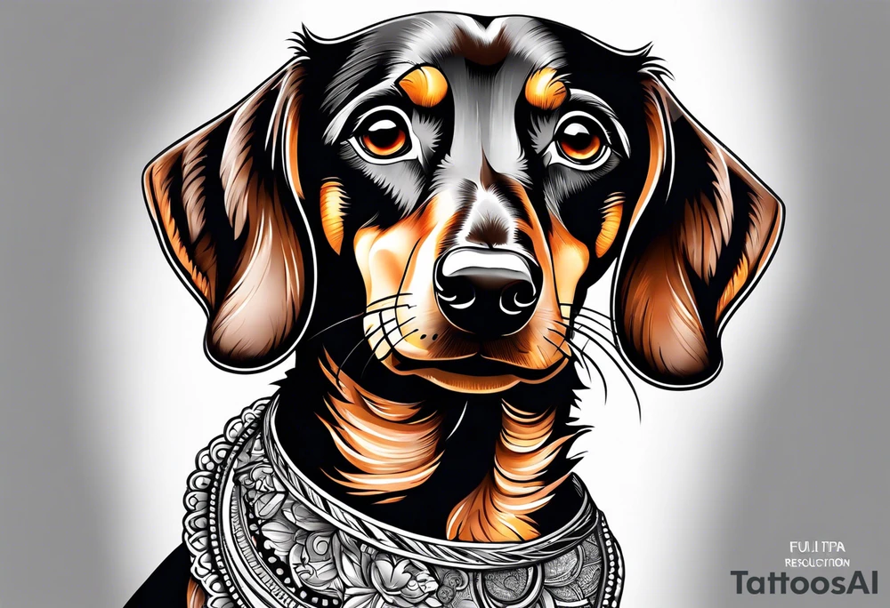 Black, brown and white dashchund tattoo idea