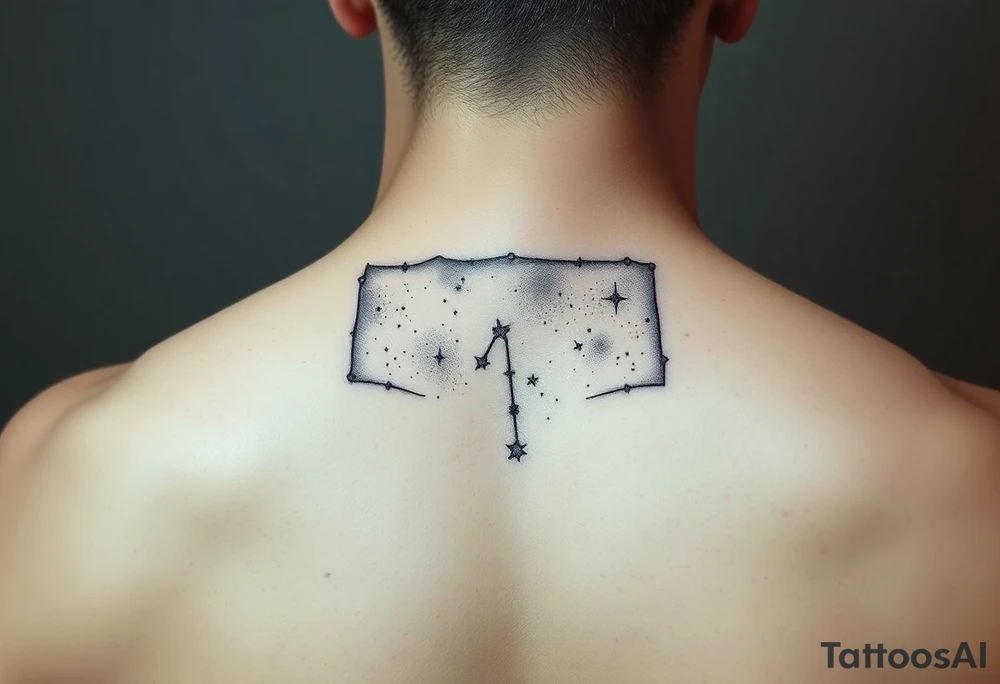 Night sky with a constellation seen through a frame of silhouette tattoo idea