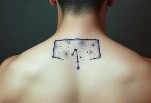 Night sky with a constellation seen through a frame of silhouette tattoo idea