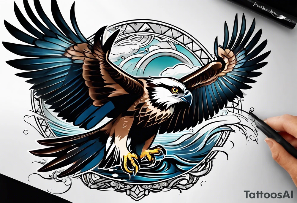 osprey catching fish tattoo idea