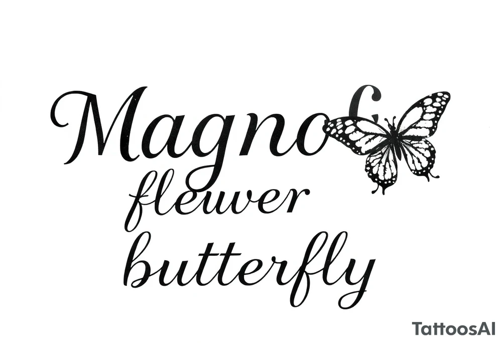 Magnolia flower, butterfly tattoo idea