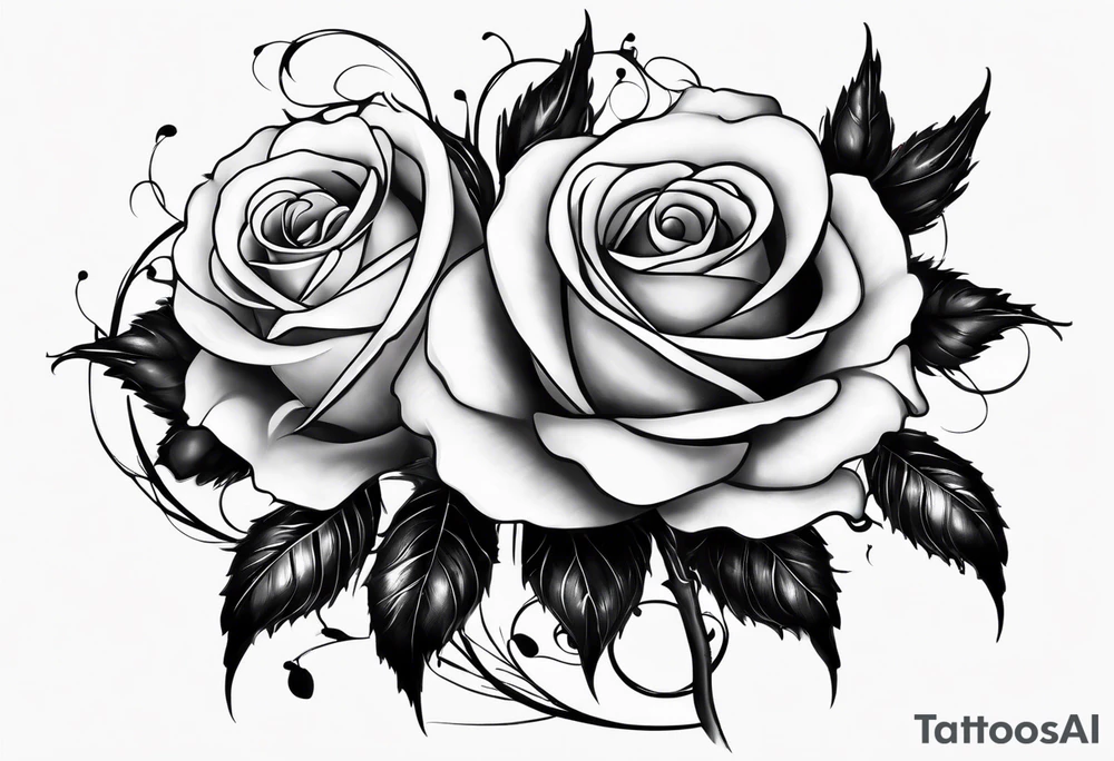 long vertical tattoo to cover my whole shin showing two roses with their stems intertwined, one stem should have thorns and one should be thornless I want a long stem to shower them intertwined tattoo idea