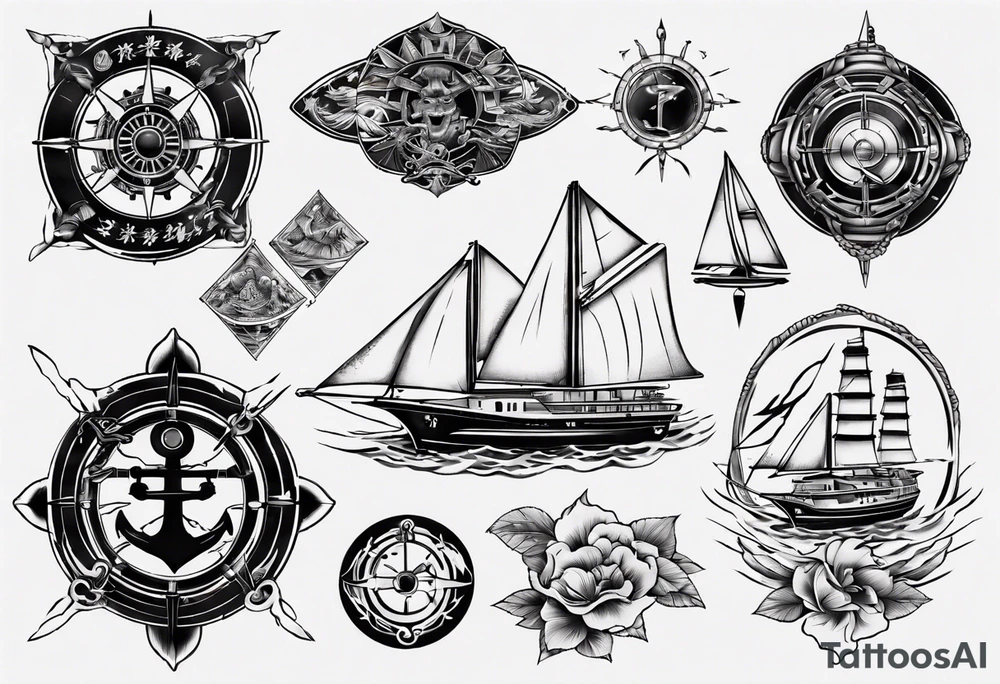 luxury yacht tattoo idea