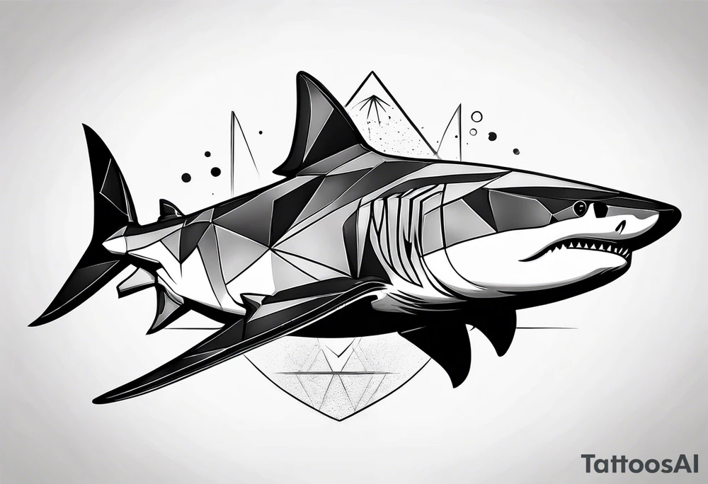 geometric tiger shark tattoo idea