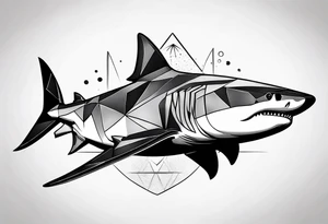 geometric tiger shark tattoo idea