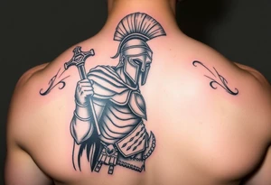 Spartan warrior protecting, guiding, leading, and defining the path for the ones he loves tattoo idea