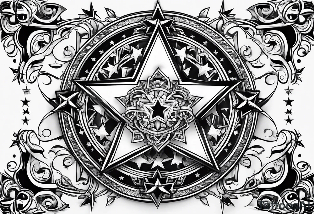 star with border around star tattoo idea