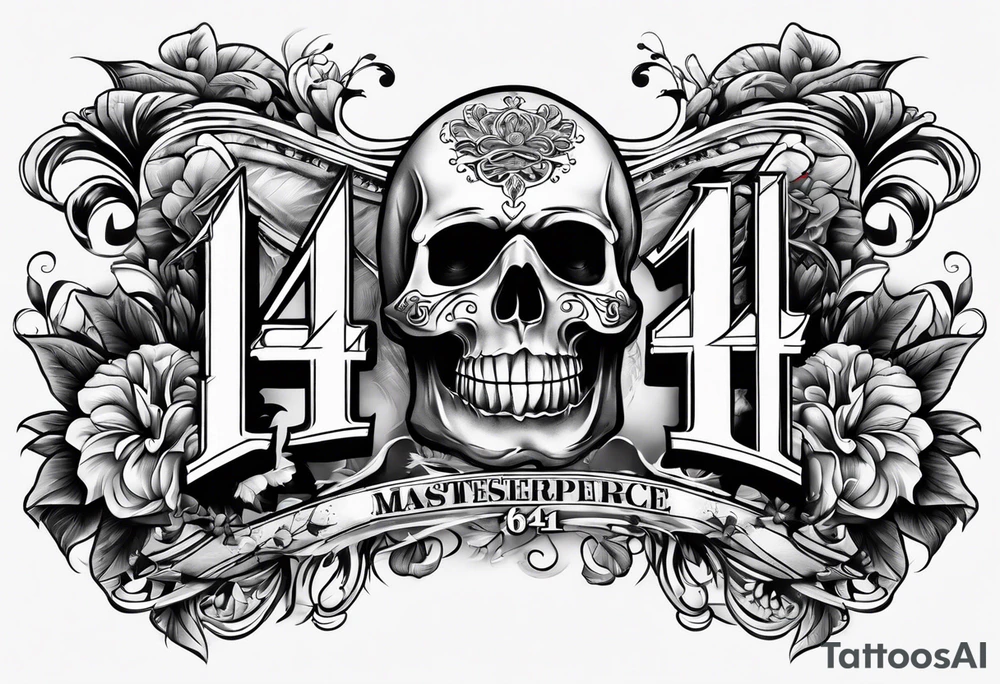 Number 14 in a gangster font tattoo idea