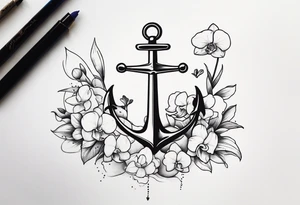 An anchor and orchids and a whale tattoo idea
