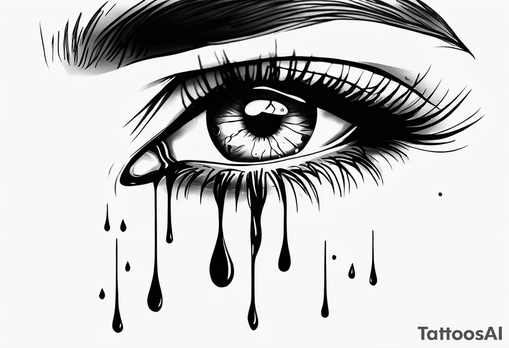 Realistic eye crying tears of tragedy death and betrayal tattoo idea