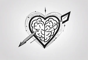 Picture of a heart and brain with an arrow pointing down tattoo idea