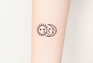 sunface (sunsign in aquarius) & moonface (moonsign in pisces) astrology / yang and yang / apple emojis inspired tattoo idea