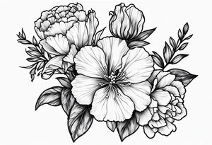 Larkspur flowers and carnation flowers tattoo idea