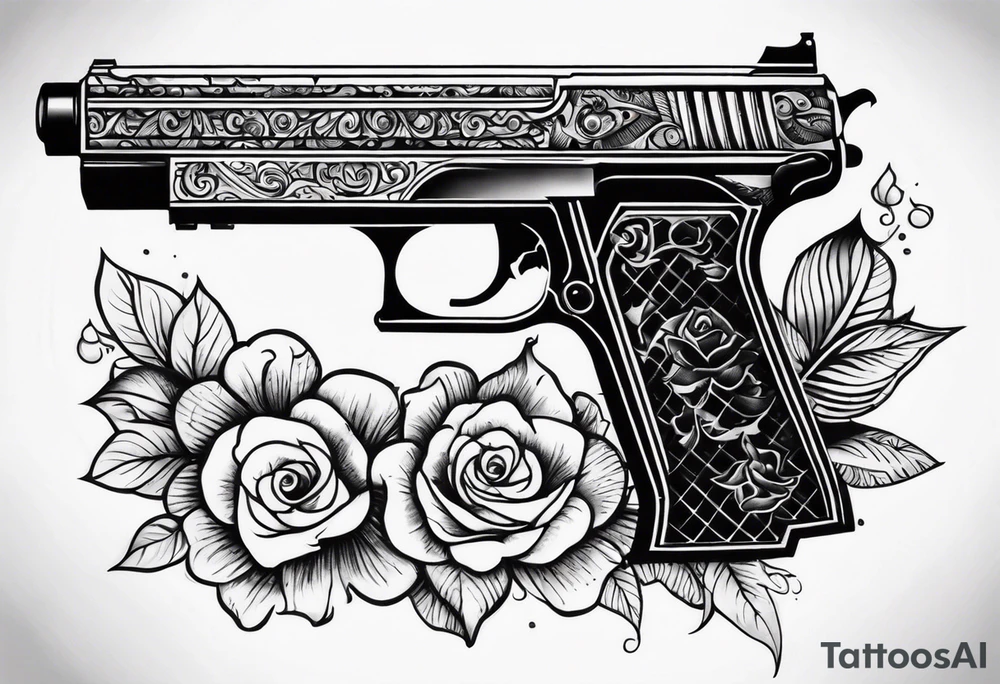 Gangster gun on penis tattoo idea