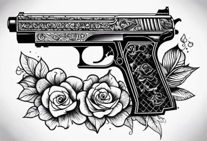 Gangster gun on penis tattoo idea