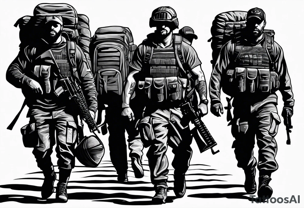Rucking, brotherhood, shadows, fitness, GrowRuck tattoo idea