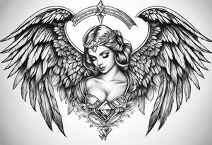 Diamond angel wings tattoo idea