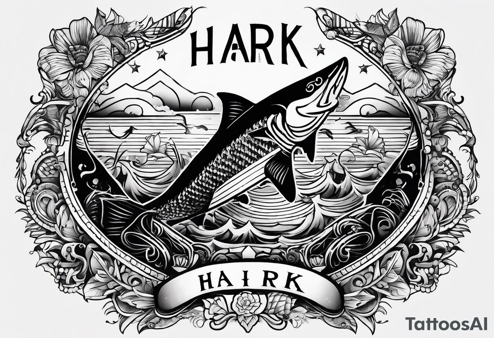 Vintage style tattoo with the word, "HARK" tattoo idea