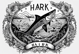 Vintage style tattoo with the word, "HARK" tattoo idea