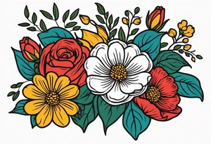 baptize

old school vintage simple traditional design with vintage flowers surrounding
bold color simple tattoo idea
