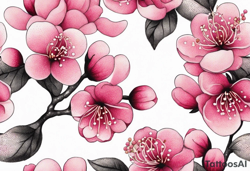 Pink cherry blossoms, lots of color tattoo idea