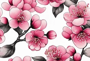 Pink cherry blossoms, lots of color tattoo idea