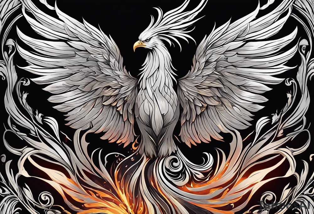 Style: Primarily realistic with subtle abstract elements for flow and connection.
Phoenix on the Shoulder: A realistic phoenix rising from flames, symbolizing resilience and rebirth. The feathers are intricately detailed, with flames or smoke wrapping around the upper arm, flowing downward to connect with other elements in the sleeve.

Witches: Realistic yet mystical representations of witches, either as dark silhouettes or subtle figures within shadows. They’re spaced throughout the design, adding a sense of wisdom and mystery to the piece.

Angel Flying into Space: An angel starting mid-arm and ascending upwards, transitioning into stars, cosmic dust, or nebulae as it approaches the phoenix on the shoulder. This symbolizes transcendence and limitless inspiration, with stars and abstract cosmic details surrounding the angel.

Family (Close and Distant): Realistic figures representing family members, positioned in a gradient along the forearm. Some are highly detailed and close, while others fade into the background, symbolizing closeness and distance within the family dynamic.

Overall Composition: The elements are interconnected with flowing lines, smoke, and cosmic themes, creating a unified sleeve that tells a personal story of life, music, and inspiration. tattoo idea