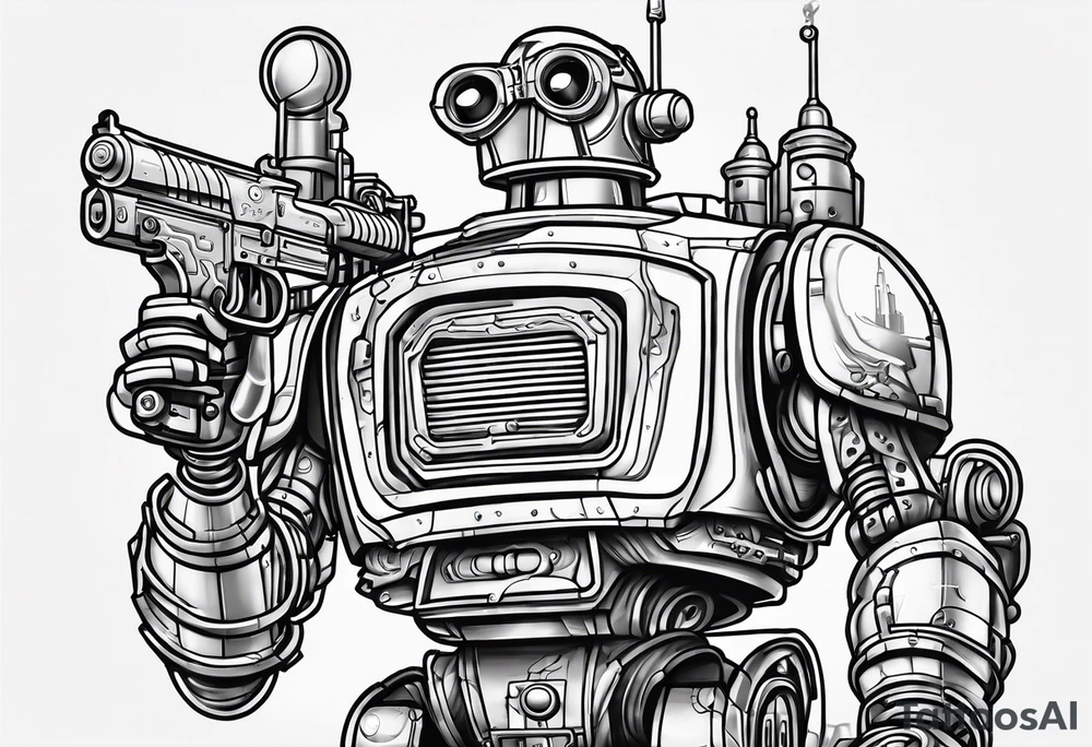 Bender robot from Futurama with a gun tattoo idea