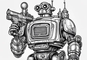 Bender robot from Futurama with a gun tattoo idea