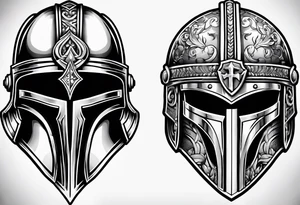 roman helmet vs knight helmet tattoo idea