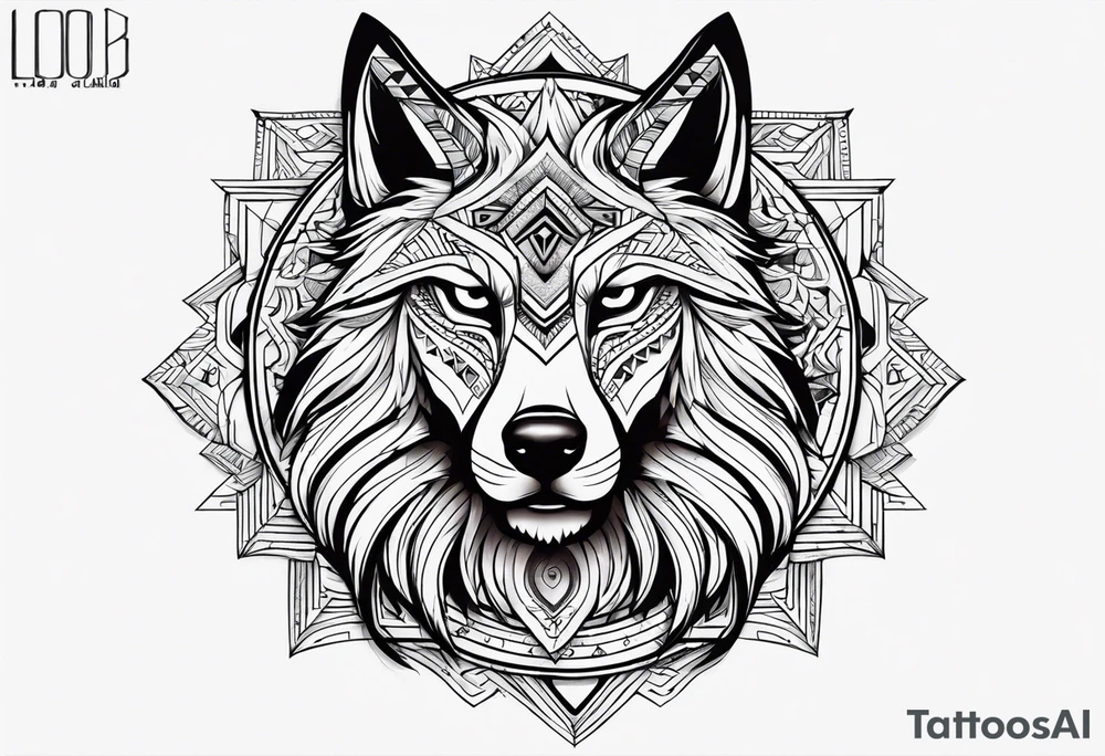 LOBO EN TRIBAL AULLANDO A LA LUNA tattoo idea
