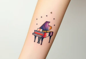 Grand piano under stars tattoo idea