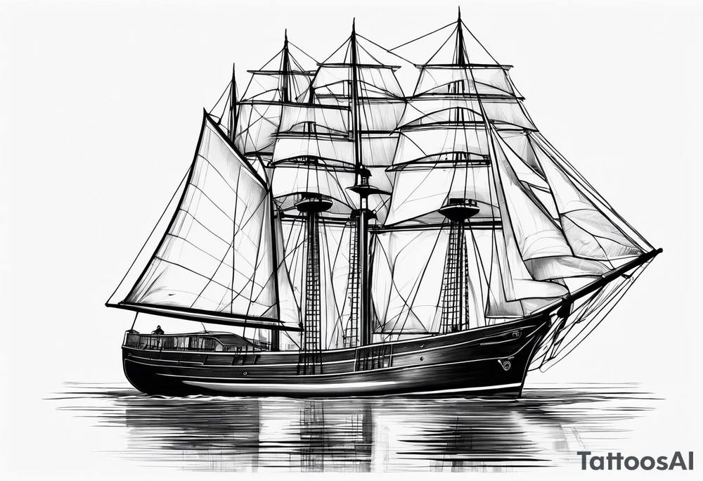 Schooner sailboat tattoo idea