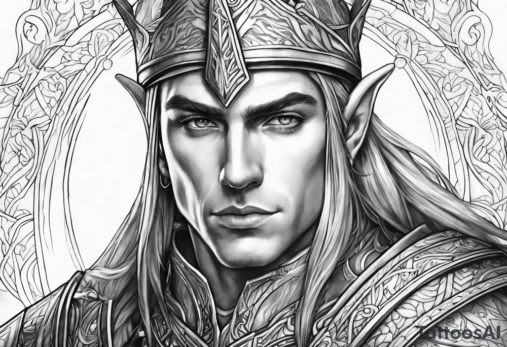 human-elf, male, paladin tattoo idea