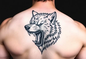 wolf head snarling tattoo idea