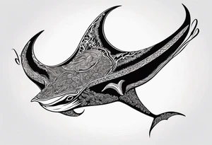 Manta ray in thai style tattoo idea