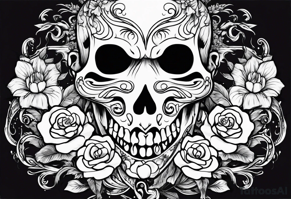 Ghost face holding flowers tattoo idea