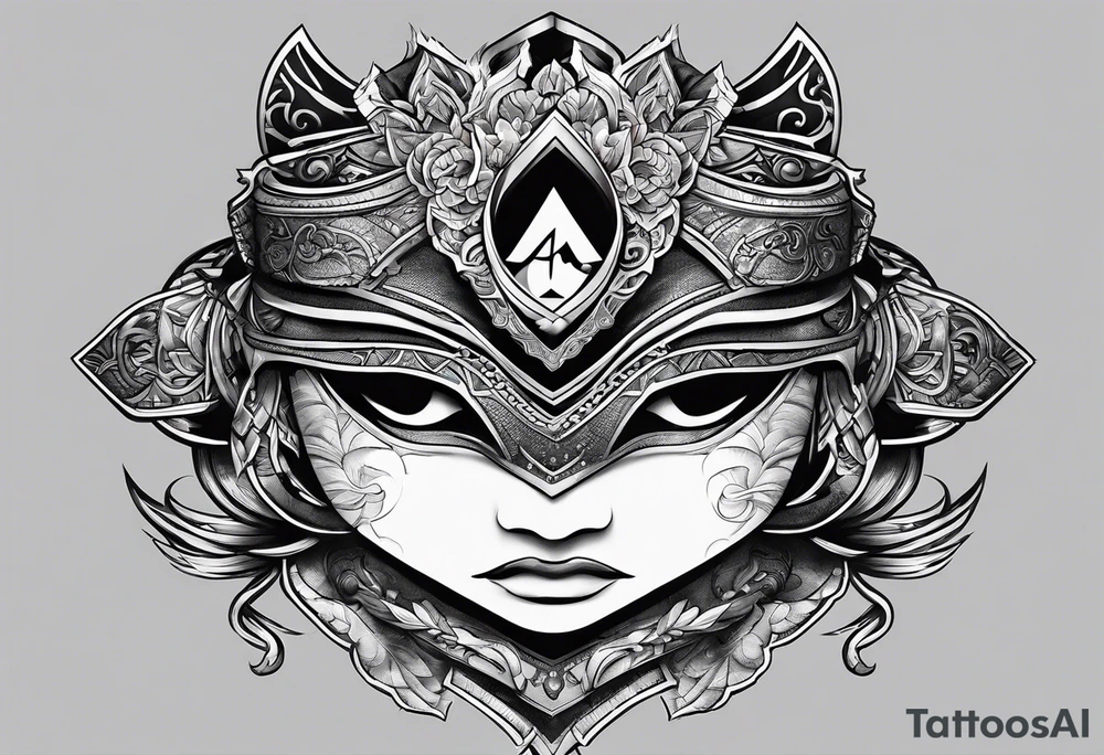 the letters A R in the middle of a ninja headband tattoo idea
