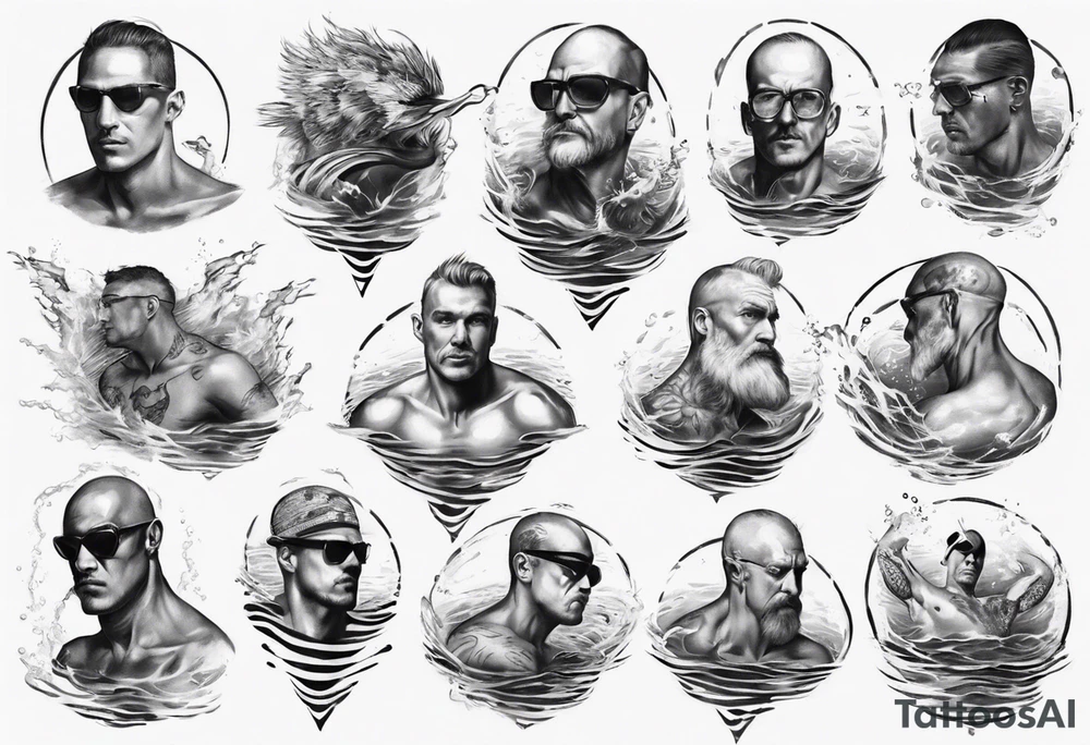 man swimming, no details tattoo idea