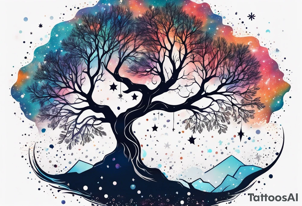 Constellation, tree , snowflake tattoo idea