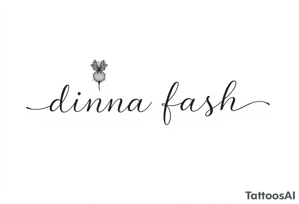 minimaliste thistle with dragonfly text : dinna fash tattoo idea