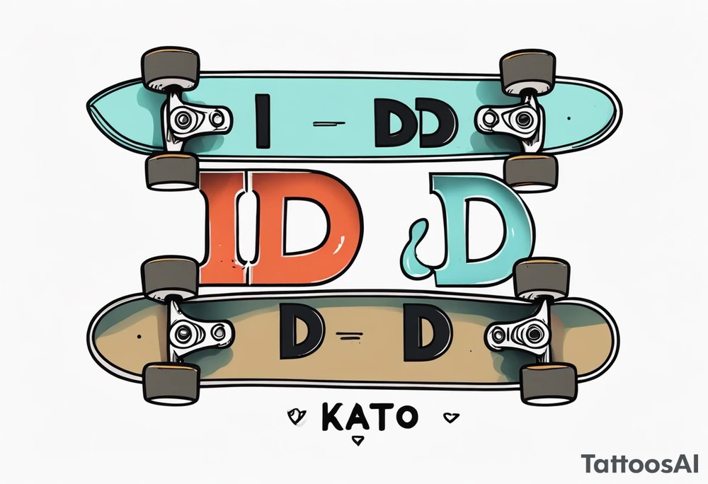 Something with a skateboard and the letters I and D tattoo idea