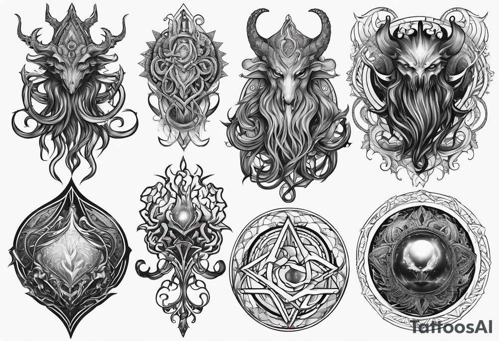 Lovecraftian creature. Protecting heart. Long tattoo for sleeve. Vertical. tattoo idea