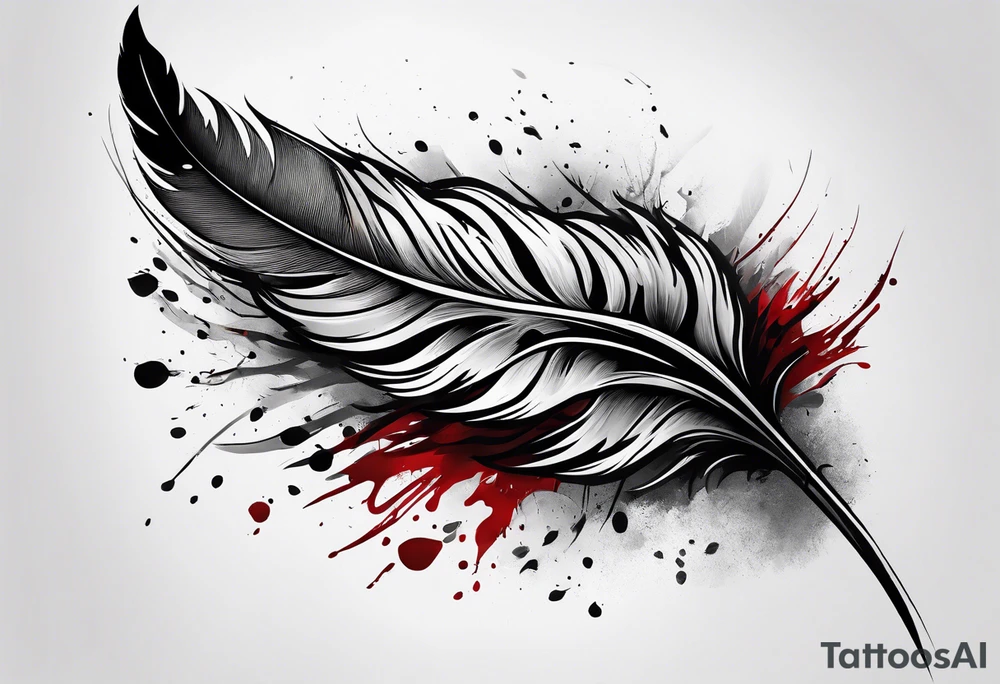 Bloody feather tattoo idea