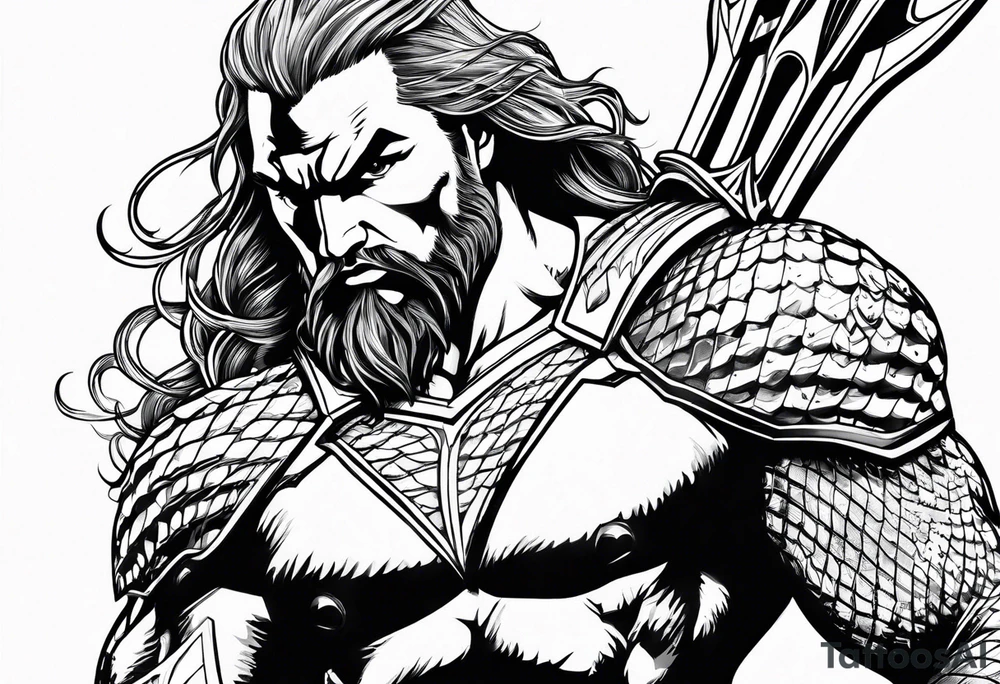 aquaman superhero with trident tattoo idea