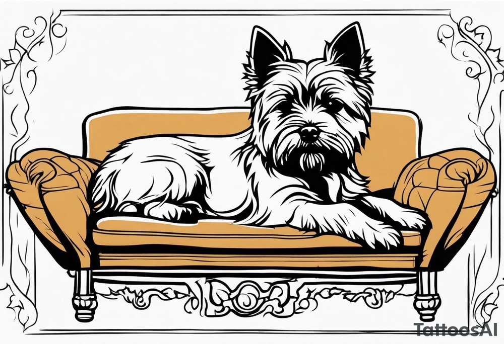 cairn terrier laying on couch tattoo idea